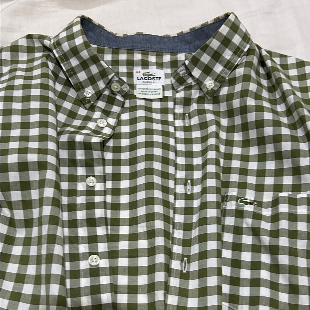 Lacoste Olive and White Checkered Men's Shirt